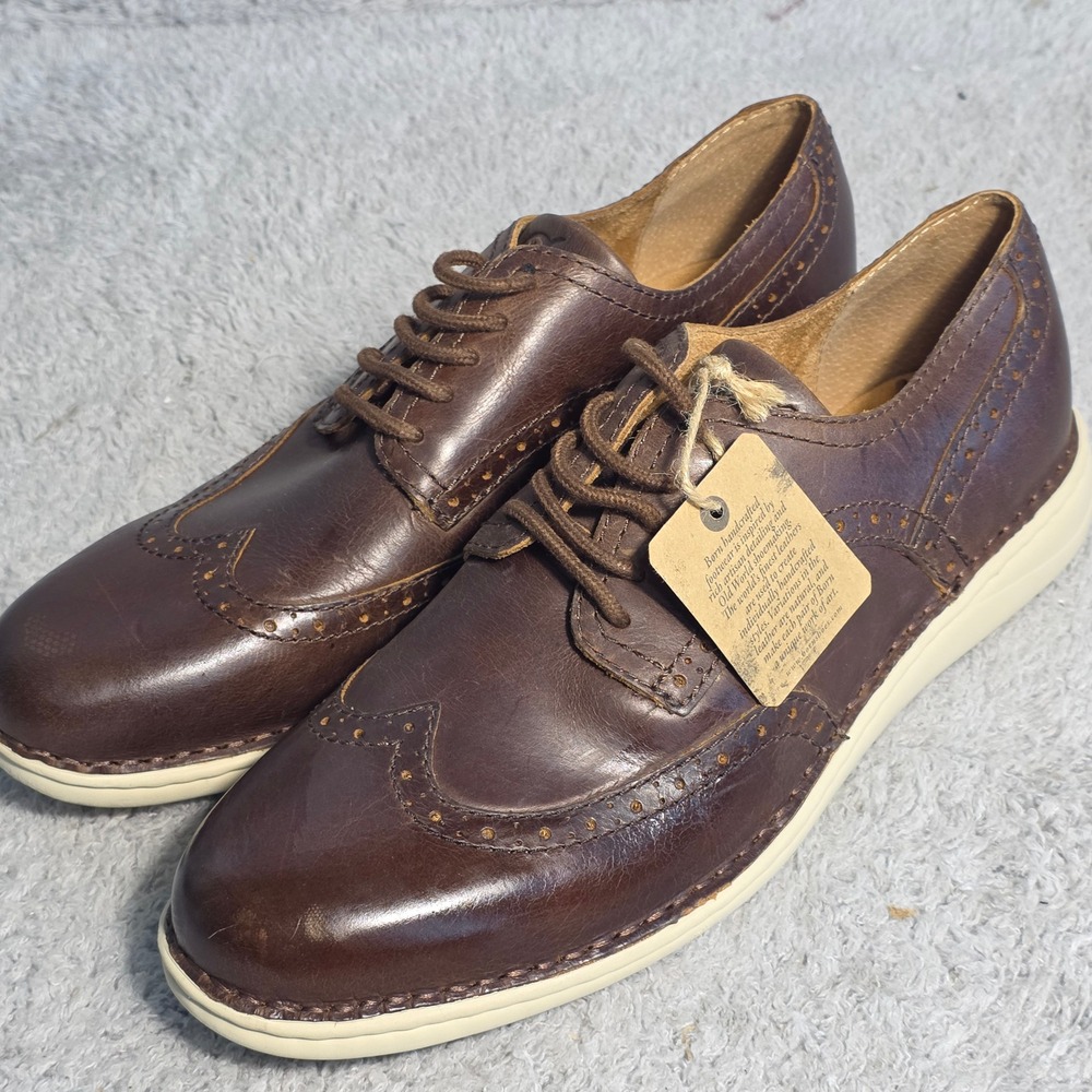 BORN Tobias Mens Leather Wingtip Oxford Dress‎ Shoes Brown Lace Up Size 9M NWT